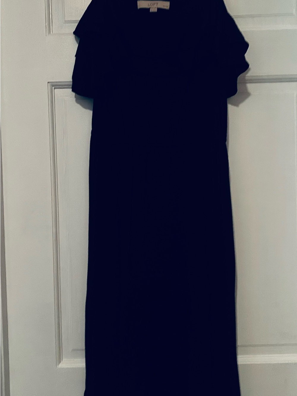 LOFT Black Maxi Dress with Ruffle Sleeves